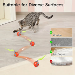 1Smart Cat Teaser Ball，Electric Rolling Ball Cat Toy，Cat Interactive Toy with Replaceable Tail，USB Rechargeable Pet Toys，Built-in battery with charging cable