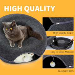 Cat Tunnel Bed for Multiple Cats and Large Cats，Indoor Cat's Cat Hole，Big Donut Cat Bed and Cat Hole，Scratch Removable and Washable Cat Tunnel