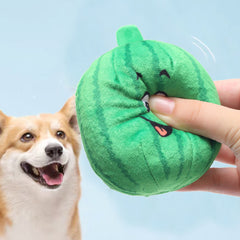 1Durable Watermelon Ball Dog Chew Toy with Squeaky Sound - Interactive Dental Chew Toy for Small Dogs，Soft and Safe Pet Toy，No Battery Required，Fruit Design，Puppy Plush Toy，Pet Safety Materials，Fun Pet Accessories