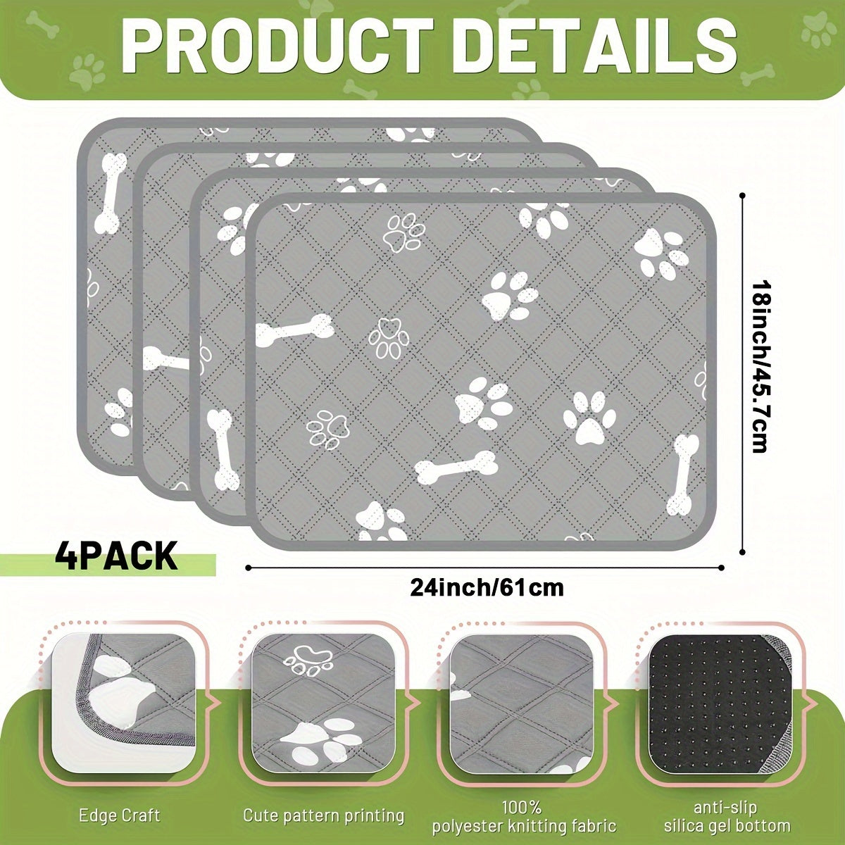 Washable Dog Pee Pad，Reusable Puppy Mat，Super absorbent puppy pad，1/2/4 Pack of Puppy Potty Pads，Bottom Waterproof，For pet training、Break into the tomb and lose control