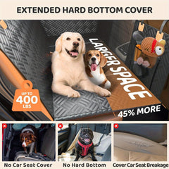 Dog Back Seat Car Seat Cover，Hard Base Rear Seat Extension Pad Support400Pound，Applicable SUV And the Truck's Pet Hammock