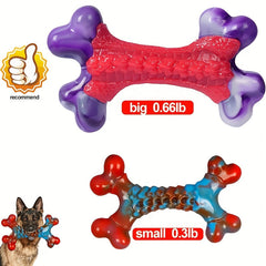 Durable Nylon Dog Toy - Large Dog-Specific Bone-Shaped Geometric Pattern Purple-Red Design，Durable Interactive Oral Health Toy for Teething Puppies