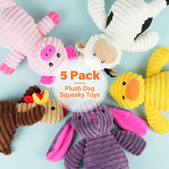 Dog Toy，5Pieces，Plush Dog Squeaky Toy，Animal Pet Toys Suitable for Small Medium and Large Dogs，stuffed toys，Dog Chew Toy，Dog Gift Toys