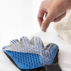 Ergonomic Pet Grooming Gloves，Nylon and rubber bristles - Dual-Action Hair Removal Comb & Massager for cats and dogs，Gentle Bathing，Control hair loss，Blue&Black，Dog Grooming Supplies，Texture Design，Durable Construction