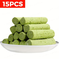 15Cat Grass Stick Hairball Freeze-Dried Cat Snacks Teeth Grinding Stick Ready-to-Eat Cat Grass Pellets Hairball Paste Cat-Specific Cat Grass Tablets
