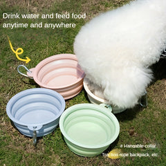 1pc Portable Dog & Cat Travel Bowl - Collapsible Durable PET Water Dish with Handle, No-Spill Design for On-the-Go Pets, Multiple Colors (Yellow/Blue/Pink/Green/Purple), Water Bowl for Dogs, Secure Latch Feature, Leakproof Construction