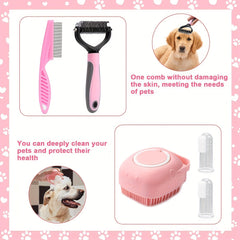 One Set 8 Dog Grooming Tools、Pet Self-Cleaning Kit、Pet Nail Clippers and Files、Flea comb、Pet Shampoo Bath Brush、Pet Hair Removal Brush、Pet hair remover、Silicone Toothbrush