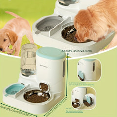 Automatic Dog Feeder and Water Dispenser Set，Comes with a stainless steel bowl——Large Capacity，Dry wet separation，Suitable for small and medium-sized dogs，No Battery Required