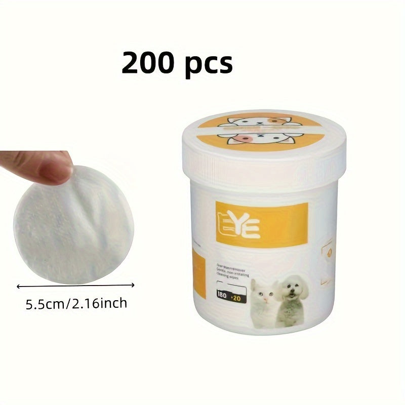 200Pet Eye Wipes - Cat Cleaning Supplies：Remove tear stains，Durable Polyester Material，Suitable for cats and dogs