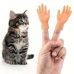 1Silicone Cat Teasing Finger Puppet - Realistic Miniature Hand Design，No Battery Required Interactive Massage and Game Toy，Safe Soft Durable Pet Toys for Small Cats，Cat Fun Gadgets，Flexible Material