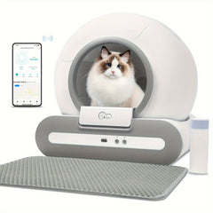 DOEL Self-Cleaning Cat Litter Box，With App Control、WiFi Support、The Capacity Is 17.17 Gallon，Includes trash mat and trash bags、Infrared and Gravity Sensor for Cat security，Suitable for small cats（3.3-15 Pound），Space-saving Design，Compatible with tofu&Mine