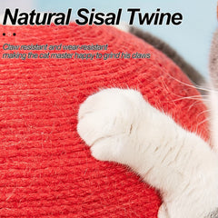 Cute Mushroom-Shaped Cat Scratching Post - Durable sisal rope，Comes with a plush base and white dots，Includes hanging toy ball - Perfect for indoor cats
