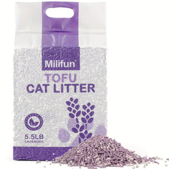 5.5 lb Lavender Scented Tofu Cat Litter - Dust-Free, Fast-Drying & Ultra-Absorbent Clumping Pellets for Odor Control, Less Scattering, High-Quality & Cat Litter