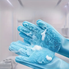 2Pieces 2Combination1Silicone Pet Bath Gloves and Brush，Suitable for dogs，Massage and Bathing Supplies，Thick Gloves