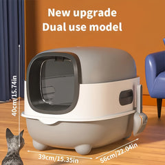 [Odor-Control Cat Litter Box] Odor-Control Extra-Large Cat Litter Box with Durable Scoop | Easy Maintenance, Rectangular Design, Perfect for Indoor Cats