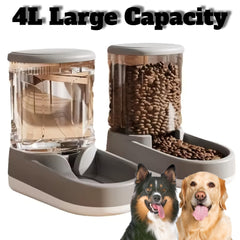 2Set8Large Automatic Dog Food Feeder and Water Dispenser，Plastic Gravity Dog Food and Water Dispenser for Large Medium Small Pets