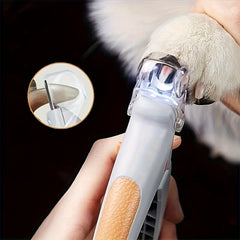 1Pieces OPETEE With ergonomic non-slip handle and safety protection LED Pet nail clipper - Suitable for precise trimming of cats and dogs，Battery Powered（36V，Coin Cell Battery Operation）- Pet Care Essentials，Pet Safety Grooming | Precision Trimming | Text
