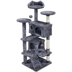 Costoffs Cat tree 54Inch/70Inch Cat Tower Apartment with2An apartment、2A hanging ball and3A Grab Bar Large Cat House Suitable for kittens and adult cats