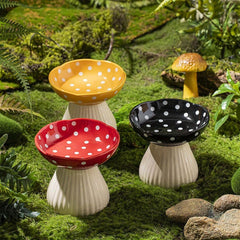 [Ceramic Elevated Pet Bowls] 2pcs Mushroom-Shaped Elevated Ceramic Pet Bowls - Spine Protection Food & Water Bowls for Cats and Dogs