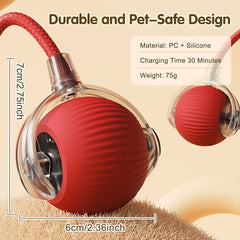 Interactive Cat Toy, Chirp And Motion Activated Cat Rolling Toy, Used for Indoor Cat Red LED Light Ball Rolling Quickly, Can Be Used On The Carpet.
