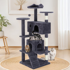 Sweetcrispy Cat tree、Indoor Cat Tower Tree、54 Cat Tree-Inch Tower、Multi-layer Pet Furniture with Sisal Scratching Post、Plush Fabric、Large Apartment Bed、Ladder、Kitten Jingle Ball Toy、Kitten