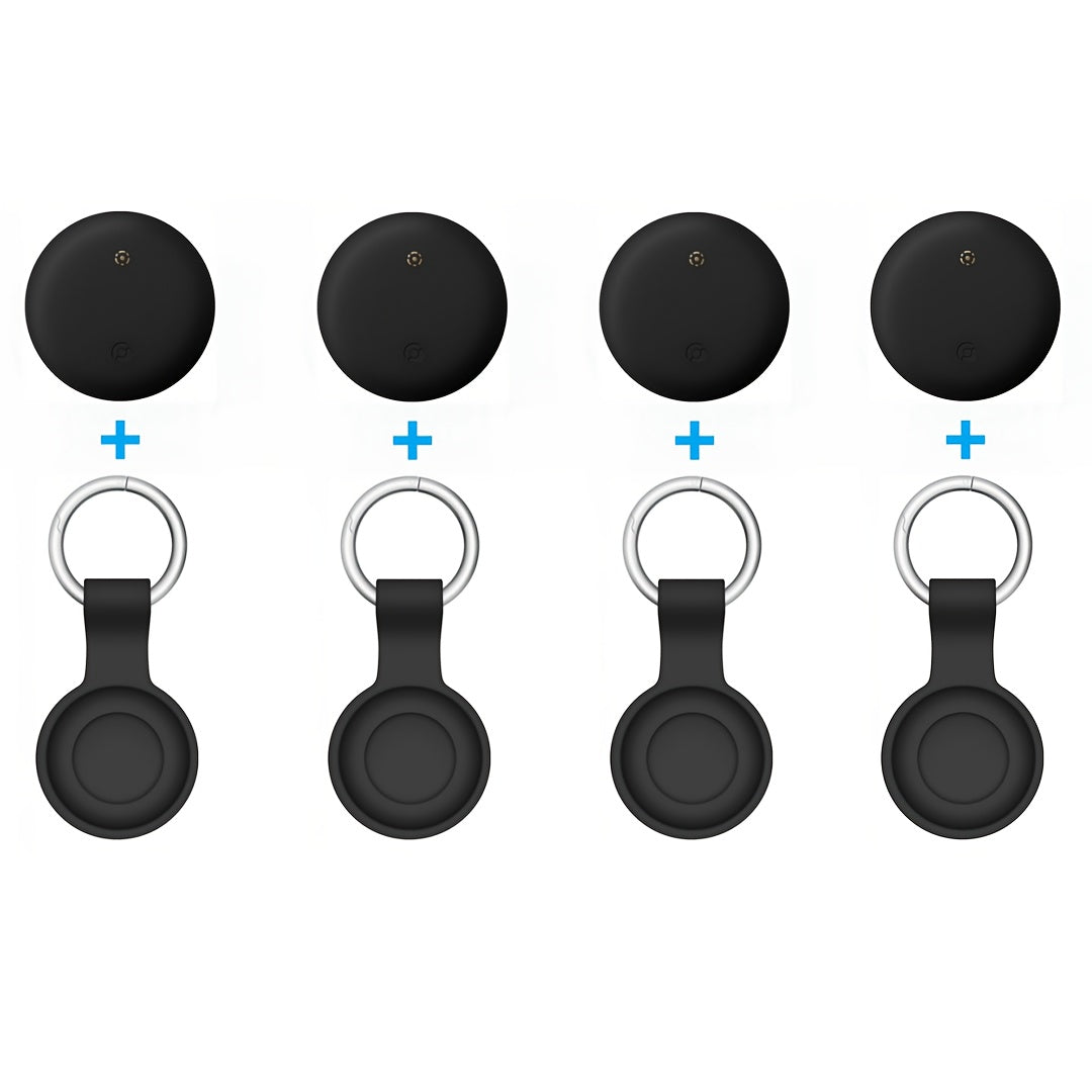 4 Smart Packaged GPS Tracker，Applicable iOS Find My - Real-time Car Locator、Pet、Luggage、Bicycle、Wallet - Global Coverage，1 Replaceable Battery，Civil Defense Alert，Silicone Strap