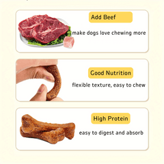 7.05Ounce/14.11Ounce（200Gram/400Gram）Beef Flavor Teething Bones，Natural Ingredients，Natural Dog Snacks，Health，Easy to Digest，Chewy，Rich in protein，Low fat，Suitable for Small Size、Perfect Training Reward Treats for Medium and Large Dogs