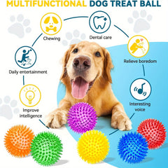 3.5 Large Dog Toy Ball，4/6 Sound-Making Dog Toy，Durable Dog Toy for Aggressive Chewers，Spiky Dog Ball for Teeth Cleaning and Training，Large Dog Chew Toy，Puppy Teething Toy