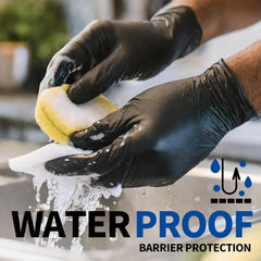 200 Black Nitrile Disposable Gloves Only - Thick、Durable and comfortable，Suitable for Kitchen Cleaning、Dishwashing、Beauty Care、Pet bathing and such - Waterproof，Excluding PVC