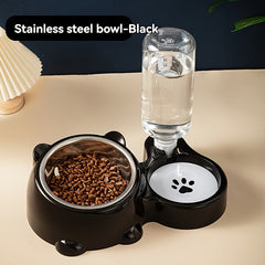 Automatic Pet Feeder and Water Dispenser，Suitable for Cats and Small Dogs - Stainless Steel Bowl and Plastic Dispenser，With anti-slip base，No Battery Required，Portable Design，Suitable for food and water、Cat food and water dispenser