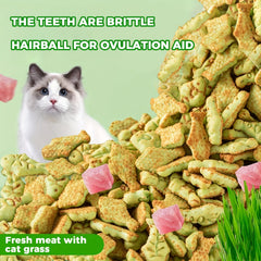 Premium Biscuit Cat Treats，Fish Sushi Grain Cat Chew Stick，Nutritious Dental Health Chews，Reduce shedding，150Gram/5.29Ounce
