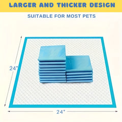 Worry-Free Pet Care，Super Absorbent Potty Pad for Home、Travel、Camping，Splash-Proof Bottom Layer，Thickened30%，Specially designed for active dogs