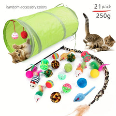 Cat Toy Set Pet Cat Toy Set Cat Tunnel Teaser Wand Bell Cat Tunnel Supplies In Stock