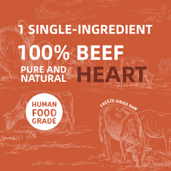 BAYPIE Freeze Dried Raw Beef Hearts for Dogs & Cats, 3.5oz, Single Ingredient Beef Heart Dog Treats Healthy Pet Food Dog Food