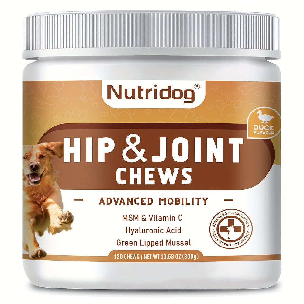 10.58 Ounce Nutridog Sacral joint chewing food，Dog Food Duck Flavor，120 Chew toys suitable for senior dogs，300 Gram