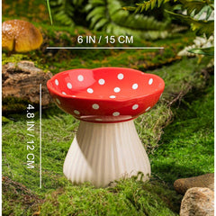 [Ceramic Elevated Pet Bowls] 2pcs Mushroom-Shaped Elevated Ceramic Pet Bowls - Spine Protection Food & Water Bowls for Cats and Dogs