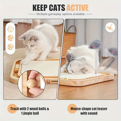 Indoor Cat Toys，Bell with track ball，Sisal cat scratch board，Self-Playing Cat and Mouse Toy，Suitable for Bored Indoor Adult Cats and Kittens
