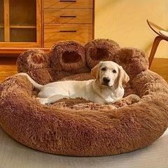 1A Comfortable and Warm Plush Round Pillow，Cute Bear Paw Pet Bed，No Assembly Required，Suitable for cats and small pets/Medium/Large dog