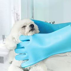 2Pieces 2Combination1Silicone Pet Bath Gloves and Brush，Suitable for dogs，Massage and Bathing Supplies，Thick Gloves