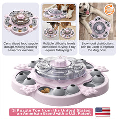 KADTC Dog Spinning Puzzle Toys Puppy Mental Games Level 3 in 1 Food Dispenser Slow Feeder Treat Puzzles Bowl Brain Stimulation Interactive Keep Them Busy Boredom Buster for Small/Medium/Large Dogs