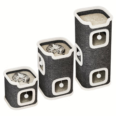 plaid Multi-Level Cat House - Soft and Durable Sisal Cat Tower，With Grab Handle，Warm Apartment Nest，Suitable for sleep、Rest and play - Suitable for All Seasons，Cat Furniture