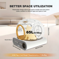 Large Capacity70Automatic Cleaning Cat Litter Box，Belt App Control function、Deodorization and Safety Protection，Suitable for various types of cats