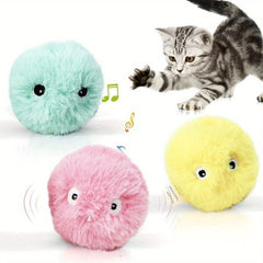 3 Pack of Squeaky Ball Interactive Cat Plush Toys EVA Toy ball - Squeaky Sound Training Toy for Cats - Fun Pet Toy Ball，Suitable for play and exercise，Blue、Yellow、Pink