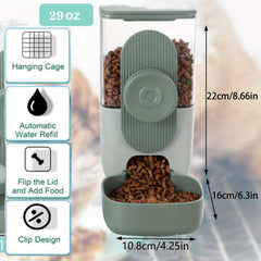 29Ounce Small Pet Cage Hanging Automatic Feeder，Feeding products for puppies, cats, and rabbits，No Battery Required
