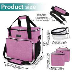 Dog Travel Bag, Pet Travel Bag (ALL Pet Travel Supplies), with 2 Pet Food Containers And 3 Collapsible Silicone Bowls; Essential Kits for Pet Travel Pink