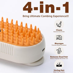 4 Combination 1 Cat Steam Brush，For Shedding，Rechargeable Cat Brush，With steam，Electrostatic Steam Pet Brush，Massage，Cleaning，Shedding and combing！