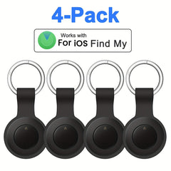 4 Smart Packaged GPS Tracker，Applicable iOS Find My - Real-time Car Locator、Pet、Luggage、Bicycle、Wallet - Global Coverage，1 Replaceable Battery，Civil Defense Alert，Silicone Strap