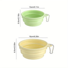 1pc Portable Dog & Cat Travel Bowl - Collapsible Durable PET Water Dish with Handle, No-Spill Design for On-the-Go Pets, Multiple Colors (Yellow/Blue/Pink/Green/Purple), Water Bowl for Dogs, Secure Latch Feature, Leakproof Construction