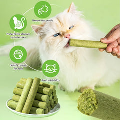 100g Cat Grass Teething Stick For Cat, Natural Dried Cat Grass Treats Snacks For Cats, Edible Cat Chew Toys For Teeth Cleaning And Hairball Removal