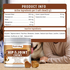10.58 Ounce Nutridog Sacral joint chewing food，Dog Food Duck Flavor，120 Chew toys suitable for senior dogs，300 Gram